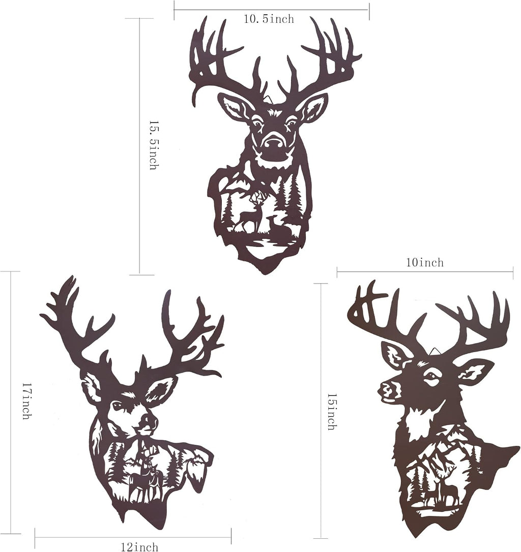 Large Metal Deer Wall Art Decor, Rustic Cabin Decor, Hunting Decor for Home