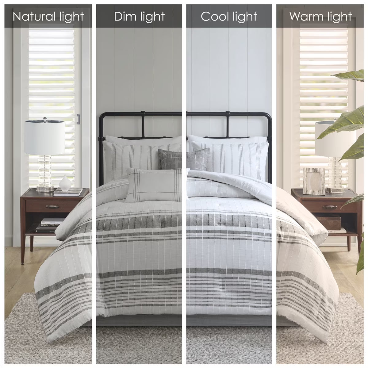 Bedding Sets 6 Piece Cotton Jacquard Oversized Comforter Set White/Grey Queen,Bed Sets