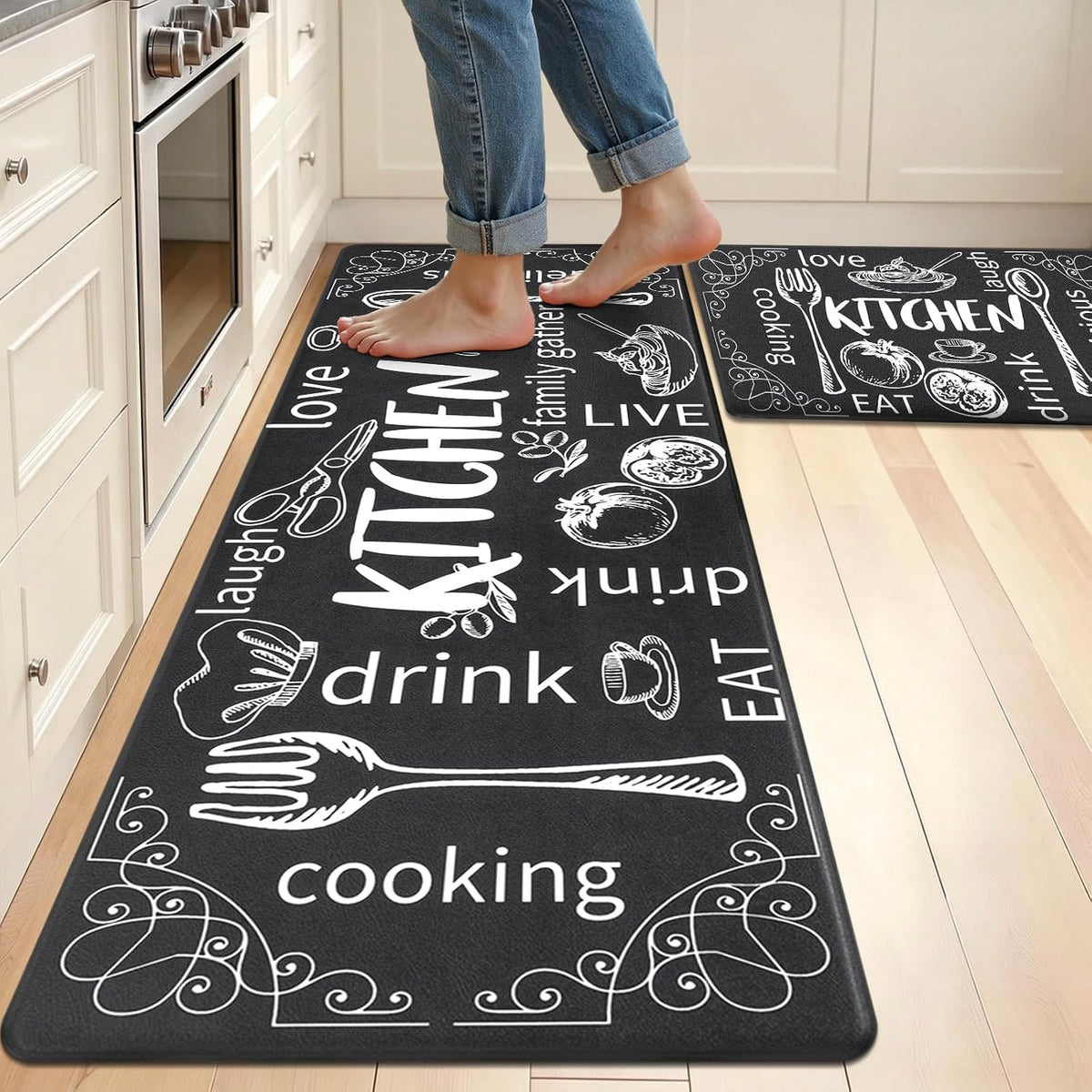 Kitchen Mats for Floor, Cushioned anti Fatigue Kitchen Rugs Set of 2