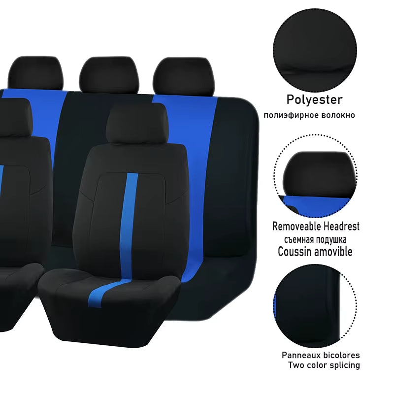 AUTOKING 2/5/7 Seat Covers for Car Universal Size Sporty Design Polyester Car Seat Covers Fit for Most Car Suv Truck Van