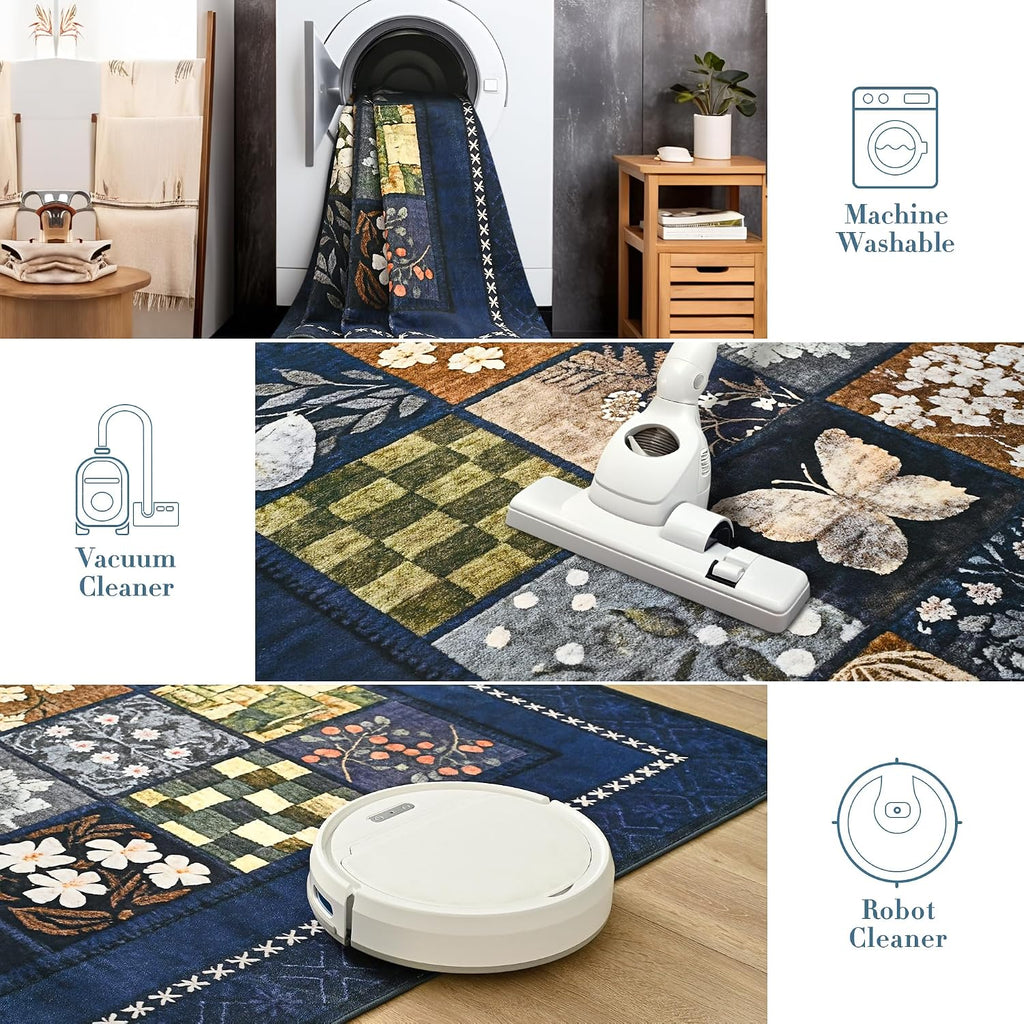 5X7 Navy Blue Area Rugs for Living Room Bedroom