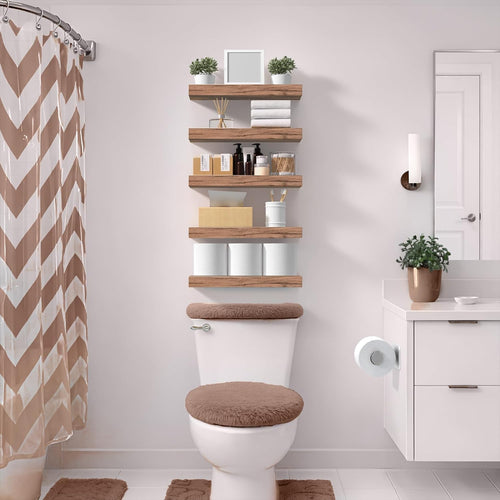 16 Inch Floating Shelves for Wall (3 Pack, Mahogany)