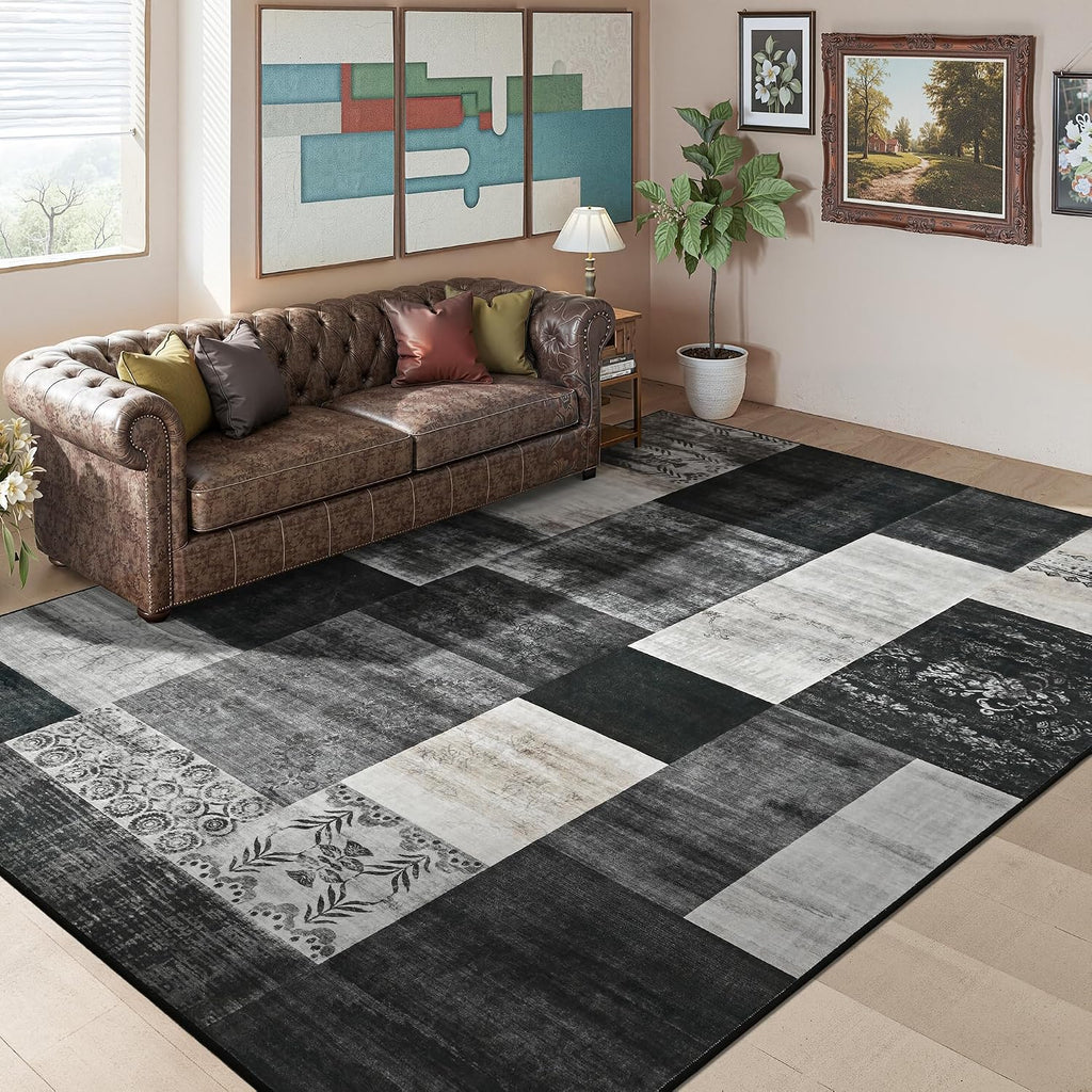 4X6 Area Rugs for Living Room, Washable Large Geometric Bedroom Rug