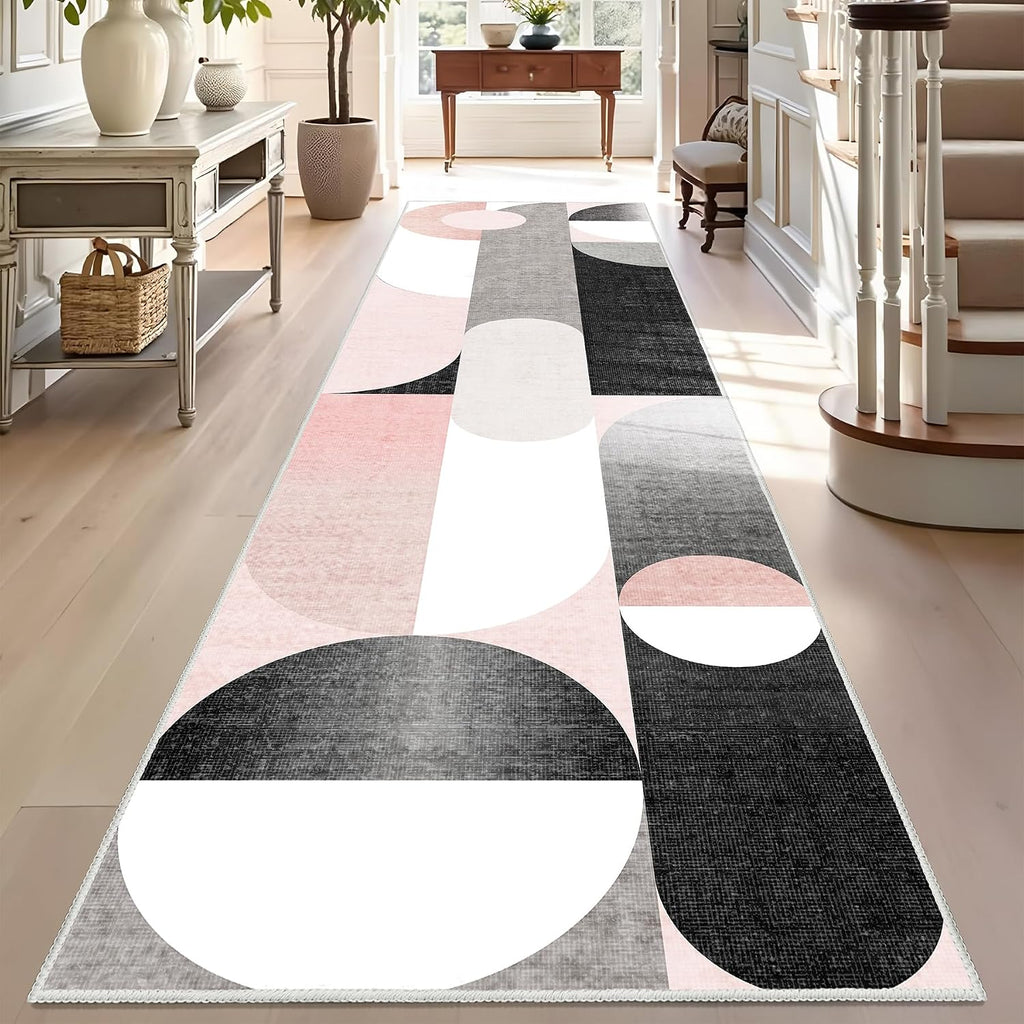 Pink Runner Rug 2X8 Long Modern Washable Rug Runners for Hallway
