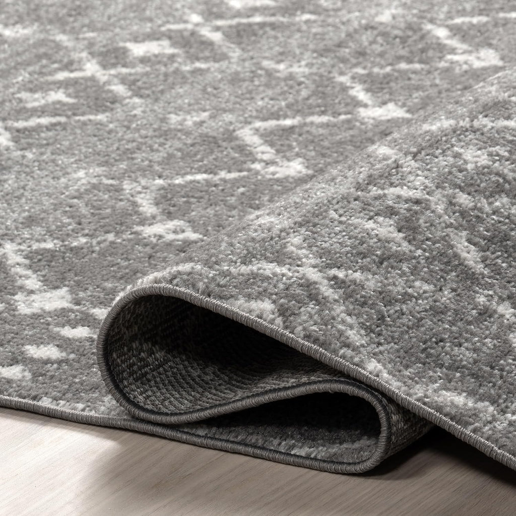 Blythe Dark Grey Trellis Power Loomed Area Rug, 8' X 10'