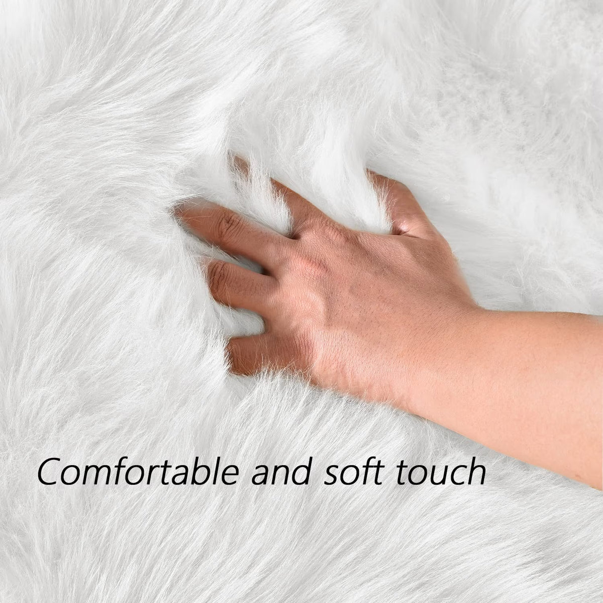 6.7X10 Faux Sheepskin Rug, Area Rug, Fur Rug for Living Room, Fluffy Washable Rug for Bedroom, Nursery, Furry Rug, Large Rug, White Fluffy Rug, Rectangle