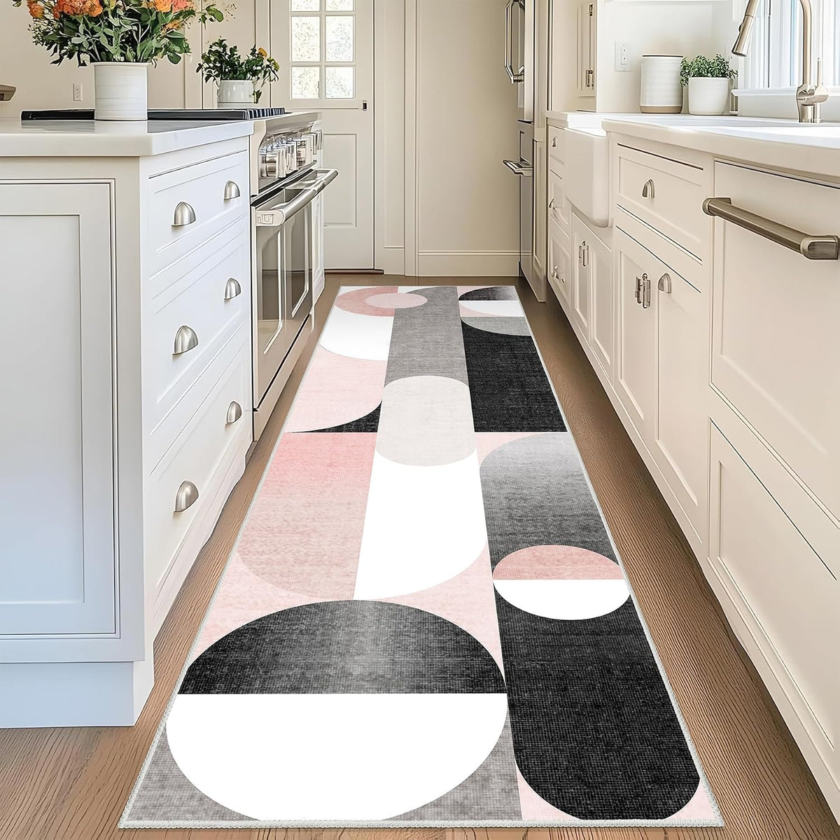 Pink Runner Rug 2X8 Long Modern Washable Rug Runners for Hallway