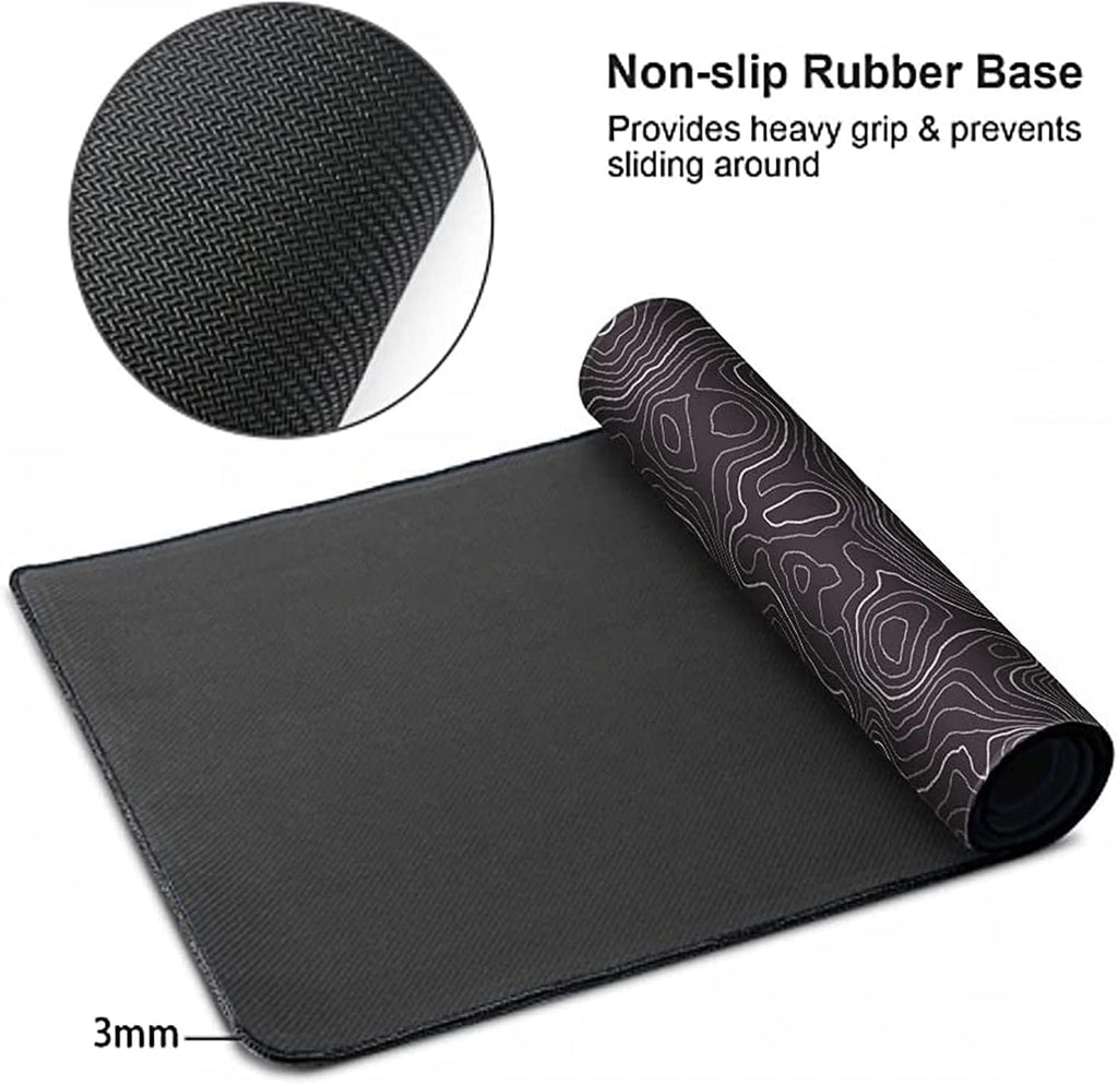 Extended Large Gaming Mouse Pad 29.5X16 Inch,Topographic Map Lines Desk Mat