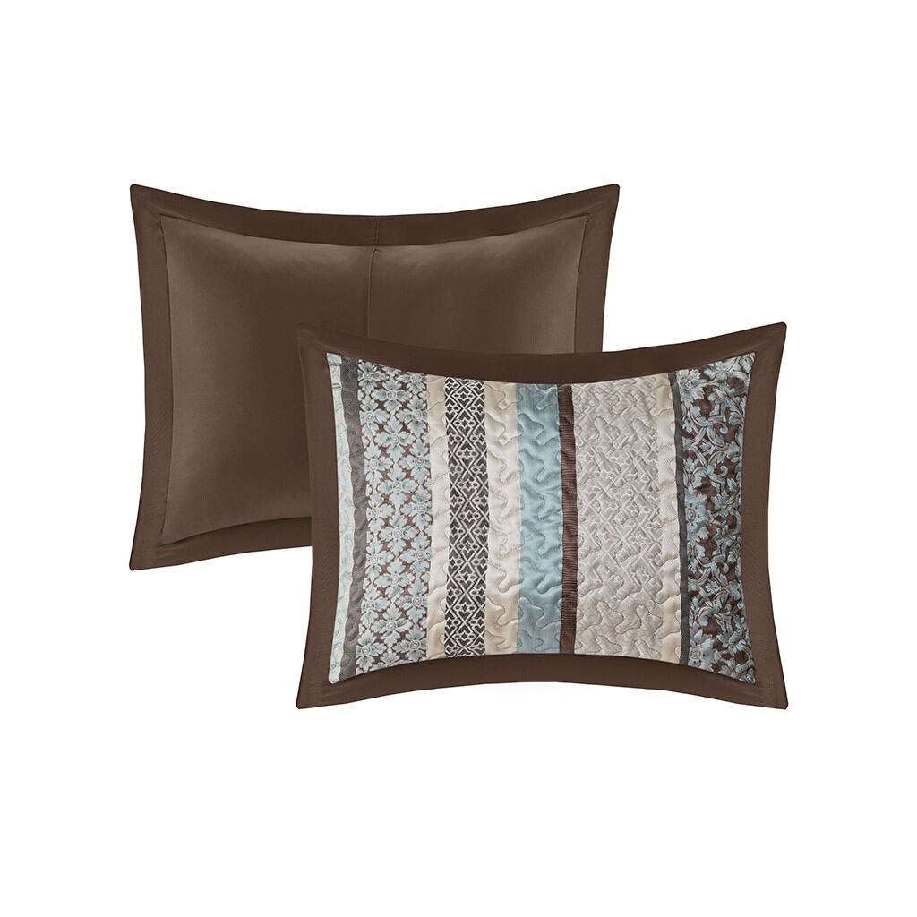 Bedding Sets 5 Piece Reversible Jacquard Bedspread Set Blue King,Bed Sets