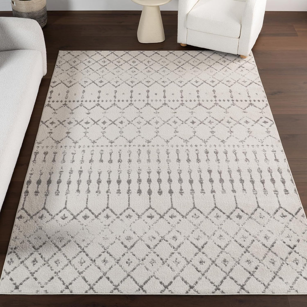 Blythe Grey Trellis Power Loomed Area Rug, 9' X 12'