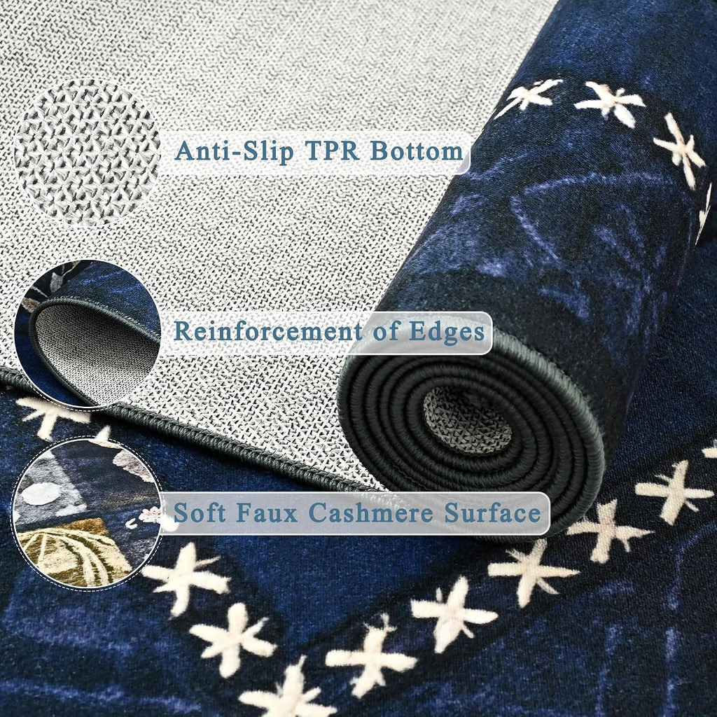 5X7 Navy Blue Area Rugs for Living Room Bedroom