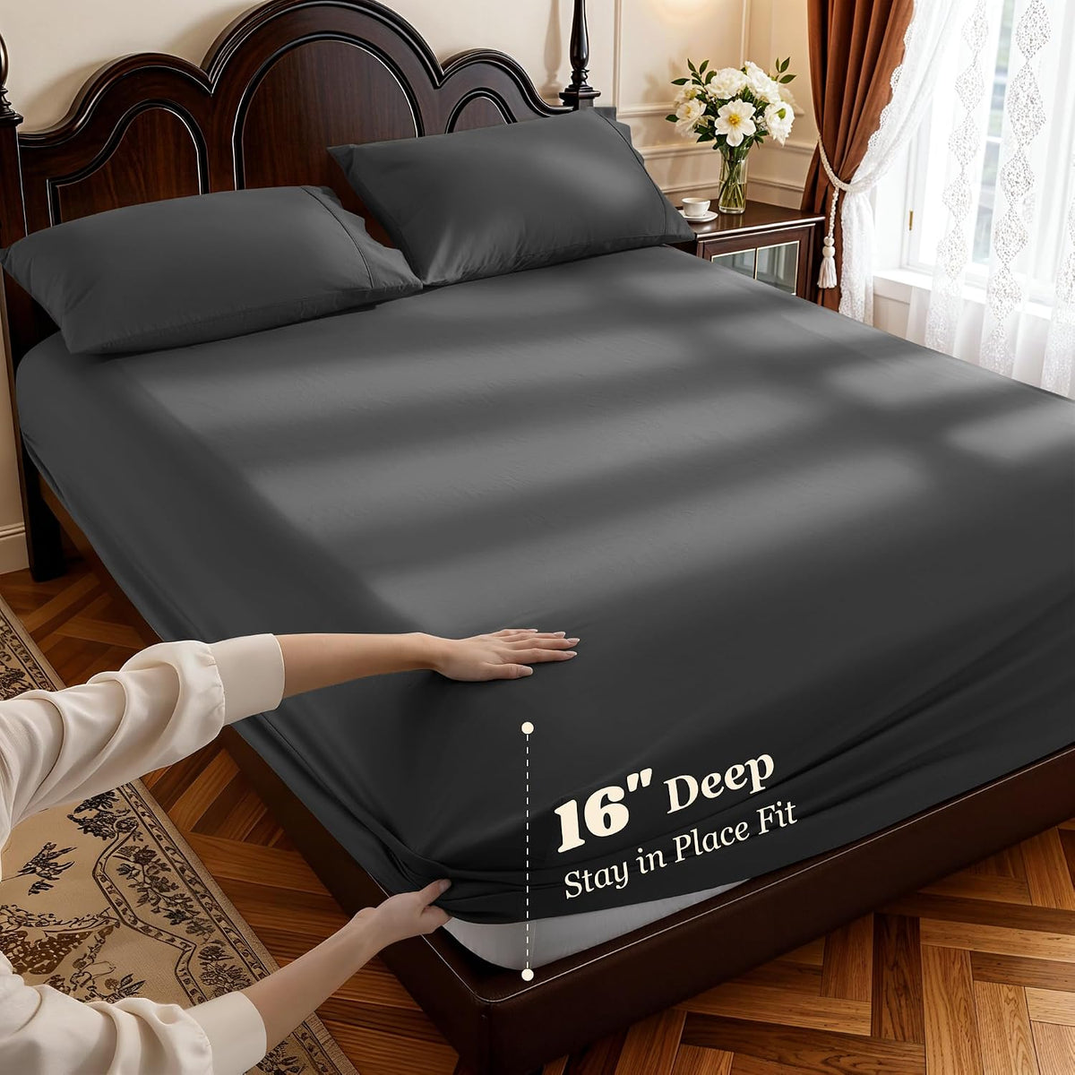100% Egyptian Cotton Sheets 16" Deep Pocket 1000TC, 4Pcs Full