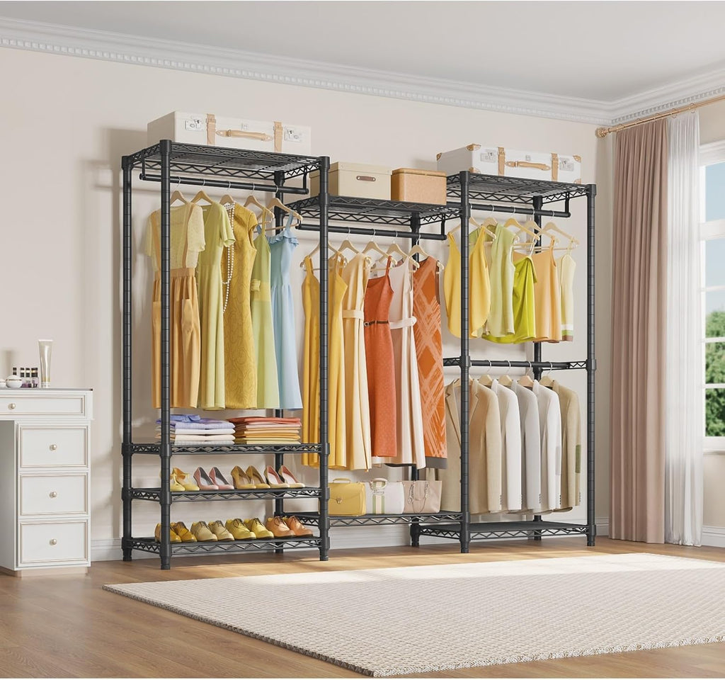 V5 Heavy Duty Clothes Rack, Freestanding Modular Closet System, Black
