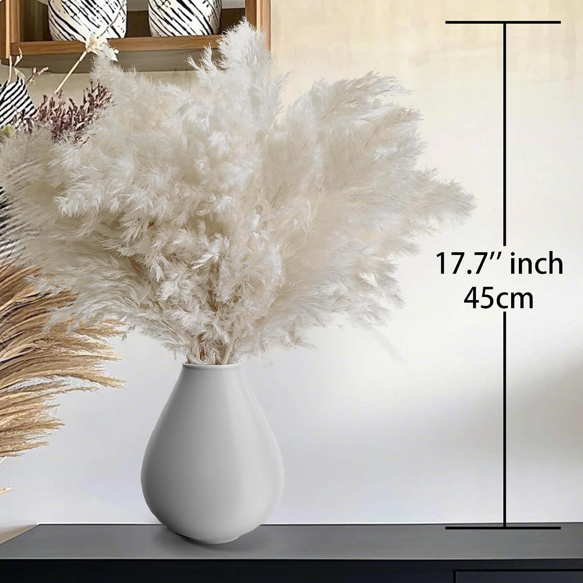 30PCS White Pampas Grass for Home Decor - Elegant Boho Decor - Premium Quality Pampas Grass Stems - Perfect for House, Nursery, Western, Wedding, Table, and Bohemian Decor