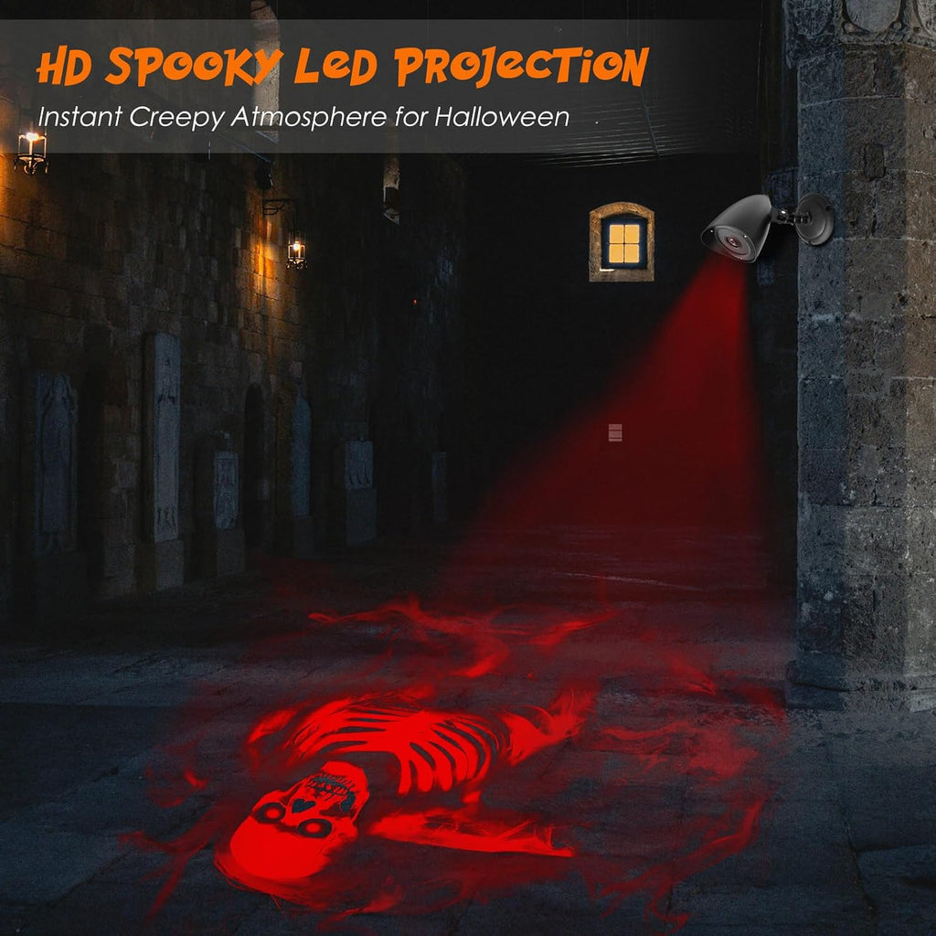 Halloween Projector Hologram, 3D Dynamic Red Skull Halloween Decorations