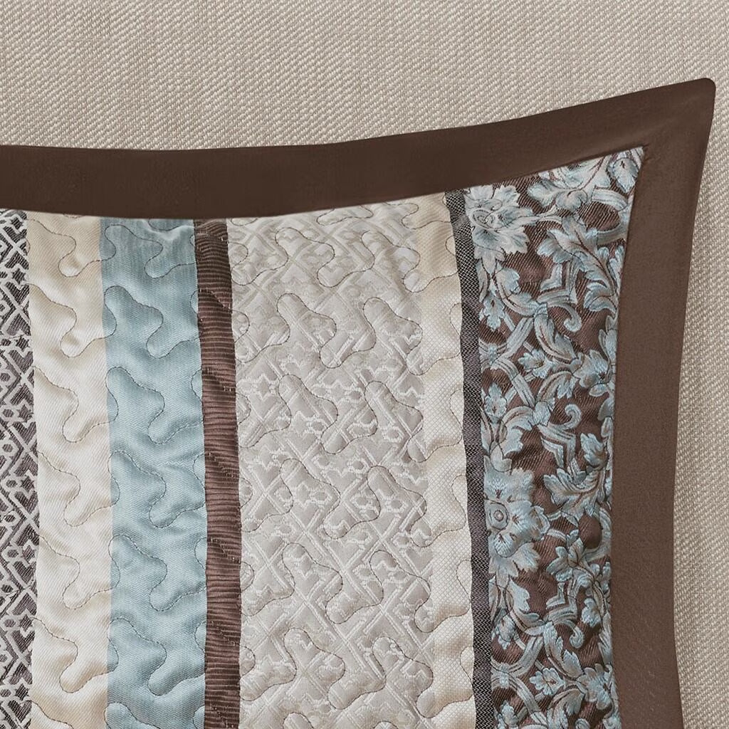 Bedding Sets 5 Piece Reversible Jacquard Bedspread Set Blue King,Bed Sets