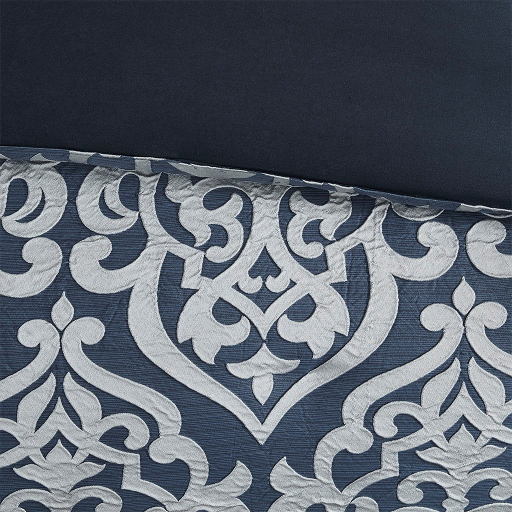 Bedding Sets 8 Piece Jacquard Comforter Set Navy/Silver Cal King,Bed Sets