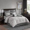 Bedding Sets 8 Piece Jacquard Comforter Set Silver/Silver Queen,Bed Sets