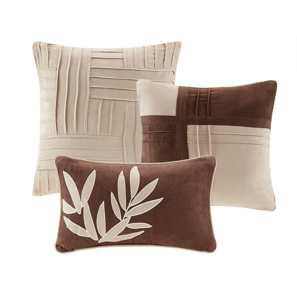 Bedding Sets, 7 Piece Faux Suede Comforter Set Beige Full, Bed Sets, Comforter Sets,