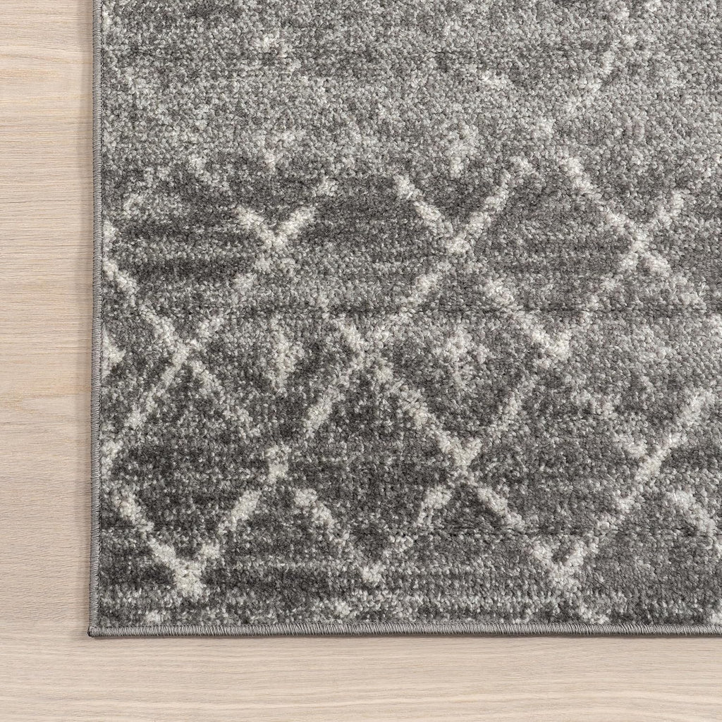 Blythe Dark Grey Trellis Power Loomed Area Rug, 8' X 10'