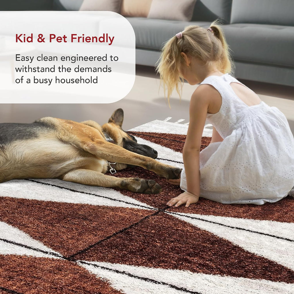Kali Rust Diamond Power Loomed Area Rug, 4' X 6'