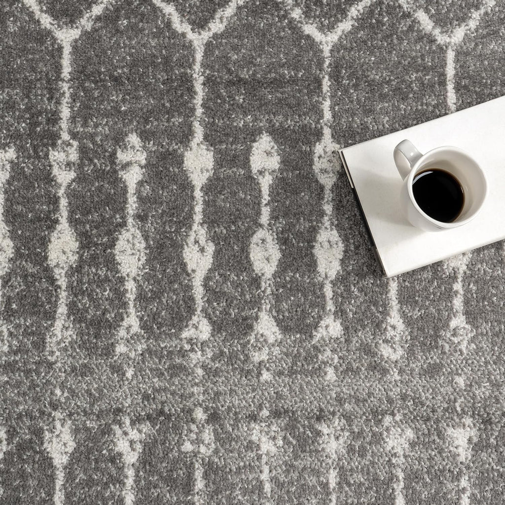 Blythe Dark Grey Trellis Power Loomed Area Rug, 8' X 10'