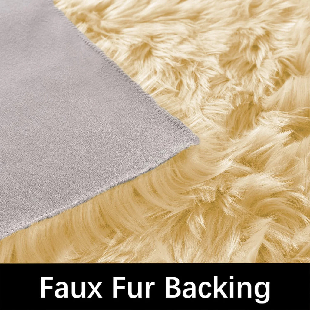 Boho Area Rugs 5X7 Plush Yellow Rug Fluffy Rugs Shag Rug Washable Faux Fur Rug Fuzzy Rug Shag Rug for Living Room Bedroom Soft Rug Throw Rug Room Decor Rectangle