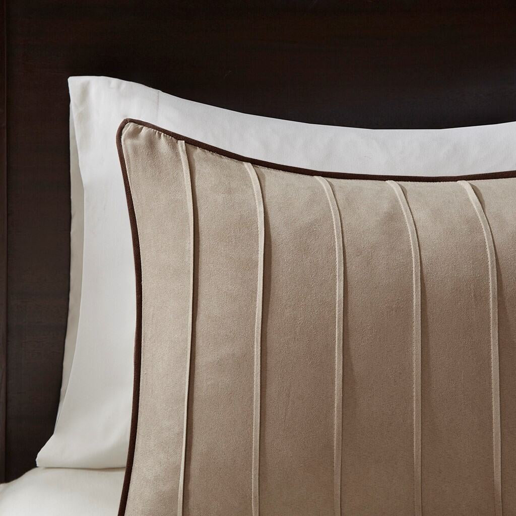 Bedding Sets, 7 Piece Faux Suede Comforter Set Beige Full, Bed Sets, Comforter Sets,