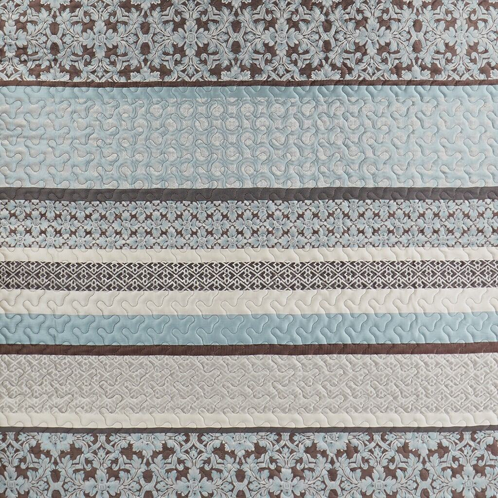 Bedding Sets 5 Piece Reversible Jacquard Bedspread Set Blue King,Bed Sets