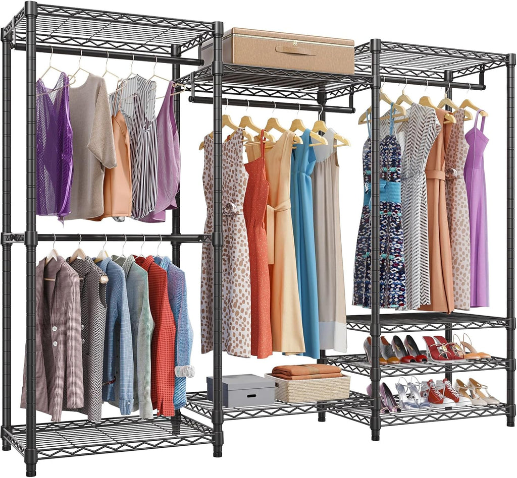 V5 Heavy Duty Clothes Rack, Freestanding Modular Closet System, Black