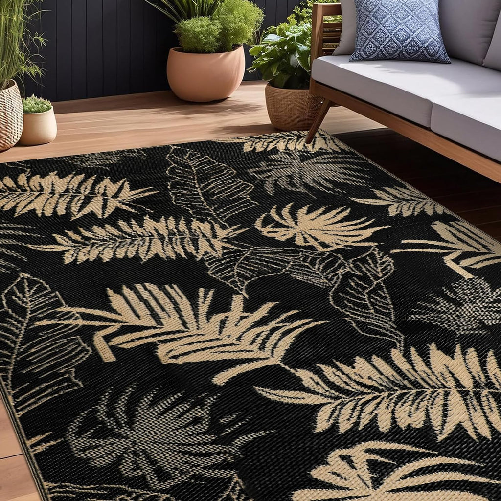 Outdoor Rug Waterproof 5X8 Plastic Straw Rug Reversible Patio Rug outside Camping Rug Patio Mat Lightweight Foldable Outdoor Carpet for Patio Balcony Deck Camping