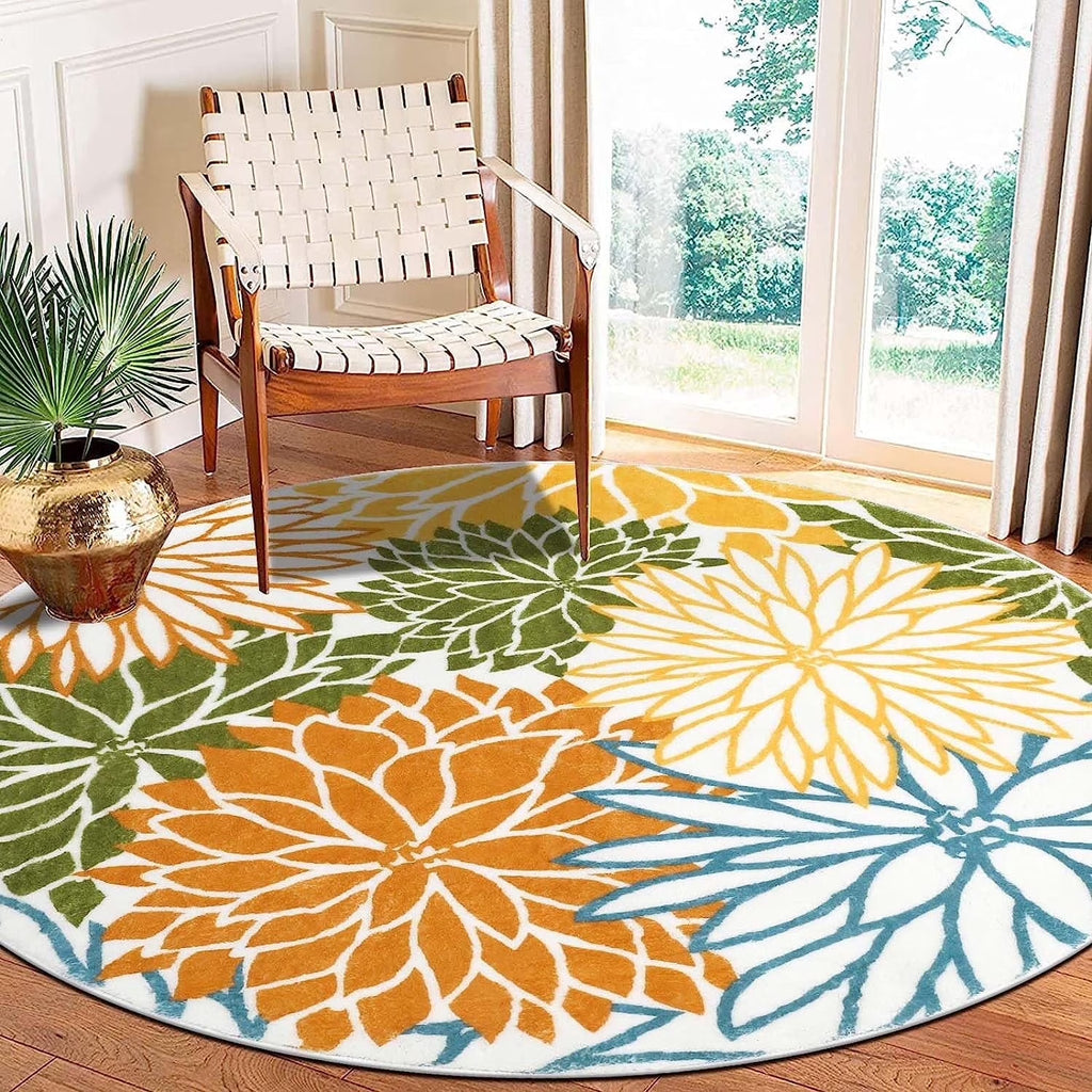 5.25'Round Area Rug,Non Slip Washable round Rug Boho Area Rug for Living Room,Bedroom,Home Decor,Office,Dining Room,Gray
