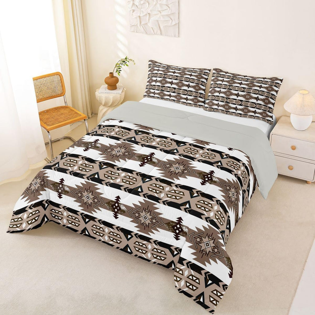 Western Boho Comforter Set Aztec Bedding Set Queen Size