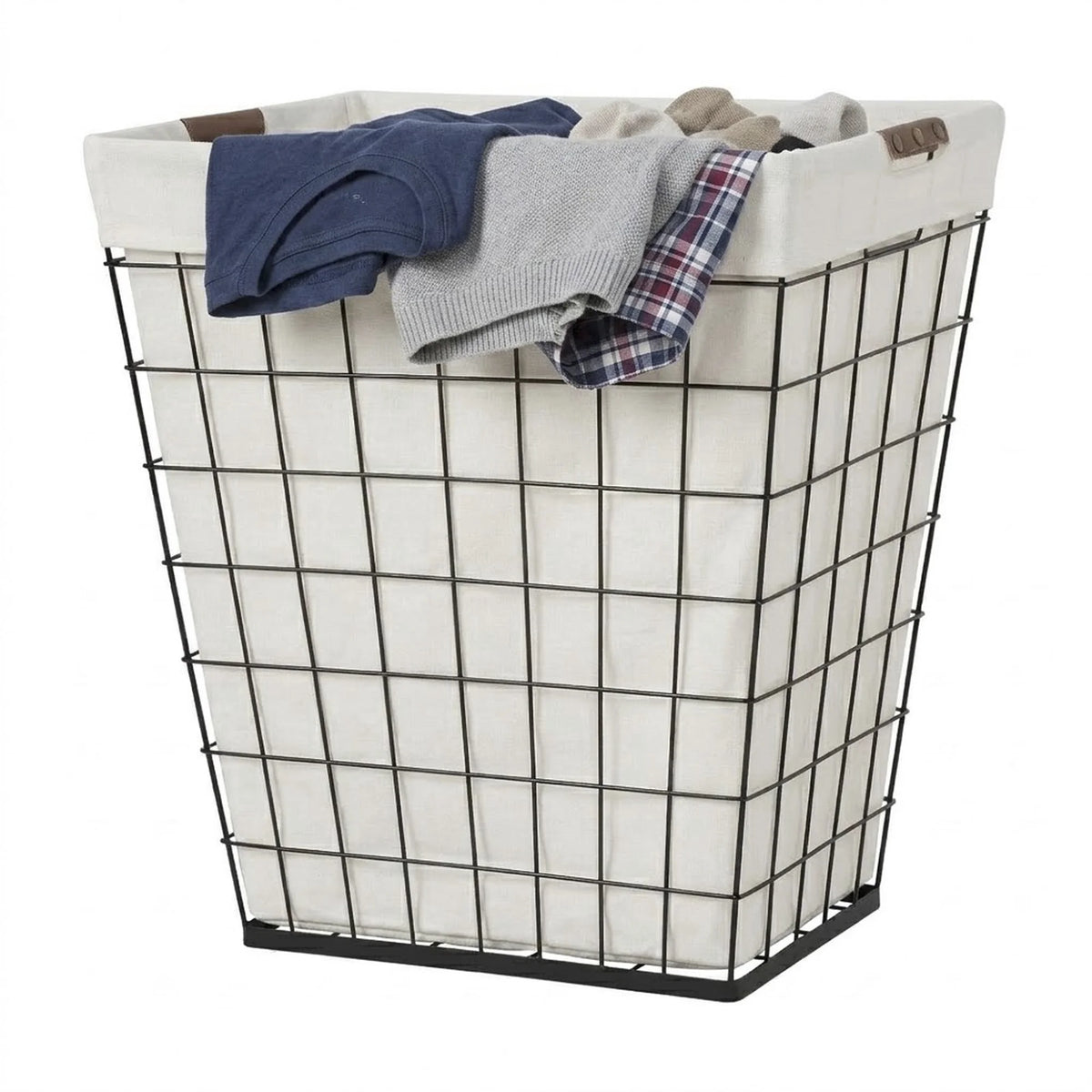 75L Rectangular Steel Wire Laundry Hamper with Removable Cotton Blend Liner, Adult