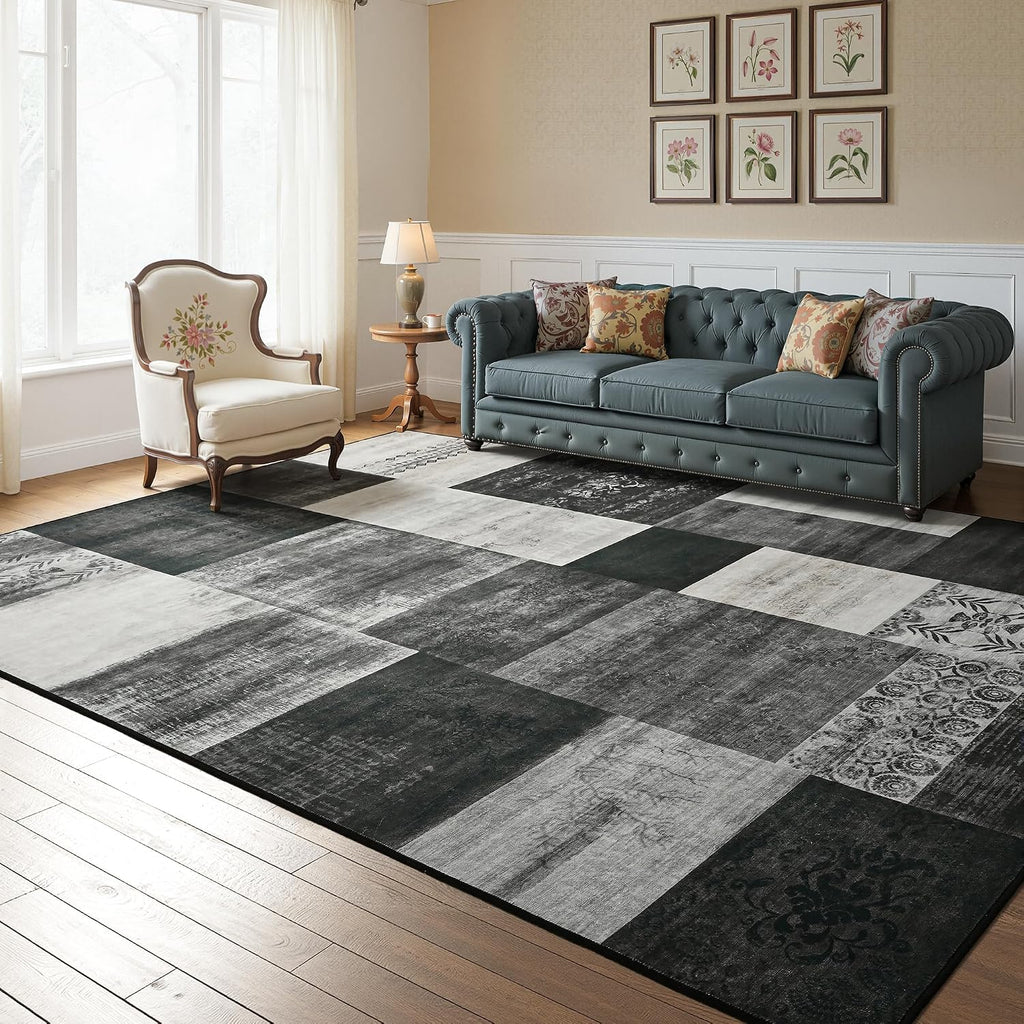 4X6 Area Rugs for Living Room, Washable Large Geometric Bedroom Rug