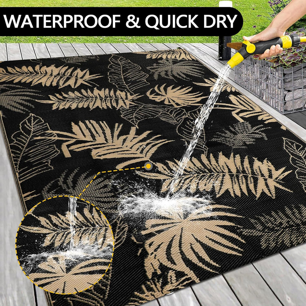 Outdoor Rug Waterproof 5X8 Plastic Straw Rug Reversible Patio Rug outside Camping Rug Patio Mat Lightweight Foldable Outdoor Carpet for Patio Balcony Deck Camping