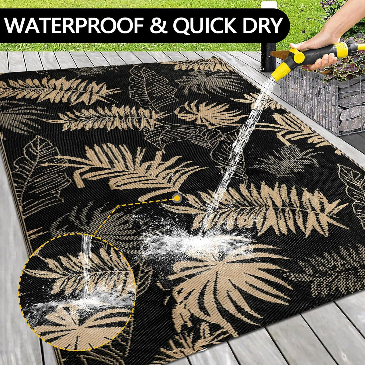 Outdoor Rug Waterproof 5X8 Plastic Straw Rug Reversible Patio Rug outside Camping Rug Patio Mat Lightweight Foldable Outdoor Carpet for Patio Balcony Deck Camping