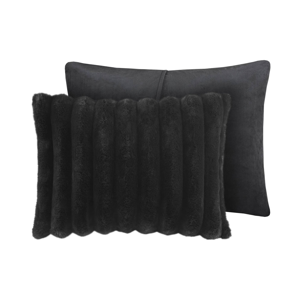 Bedding Sets 3 PCS King Ultrasoft Faux Fur Ribbed Comforter Set Black,Bed Sets