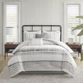 Bedding Sets 6 Piece Cotton Jacquard Oversized Comforter Set White/Grey Queen,Bed Sets