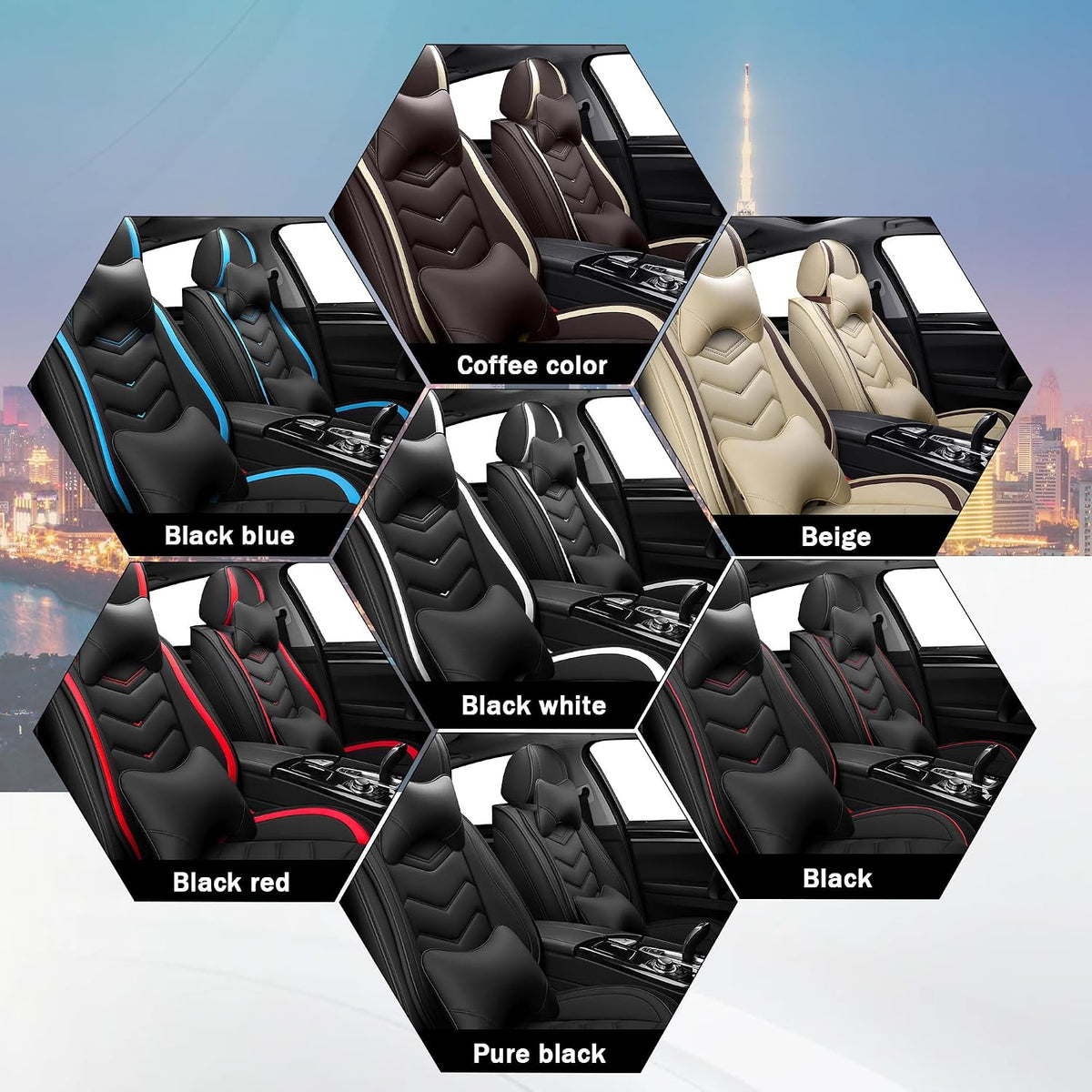 Car Seat Covers for Ford Mustang 2000-2026, Stylish Sport Seat Cover, Premium Nappa Leather Car Seat Cover. Automobile Seat Covers Sets.(Luxury 2 Seats/Black Blue)