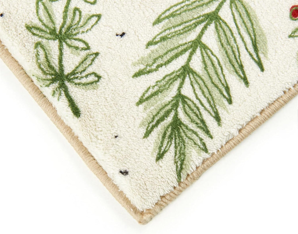 Cute Christmas Area Rugs 5X7 Washable - Ultra Thin Soft Xmas Tree Berries Holly Branches Festive Winter Rug, Modern Floral Woodland Christmas Carpet for Kitchen Bedroom Living Room Entryway Fire Place