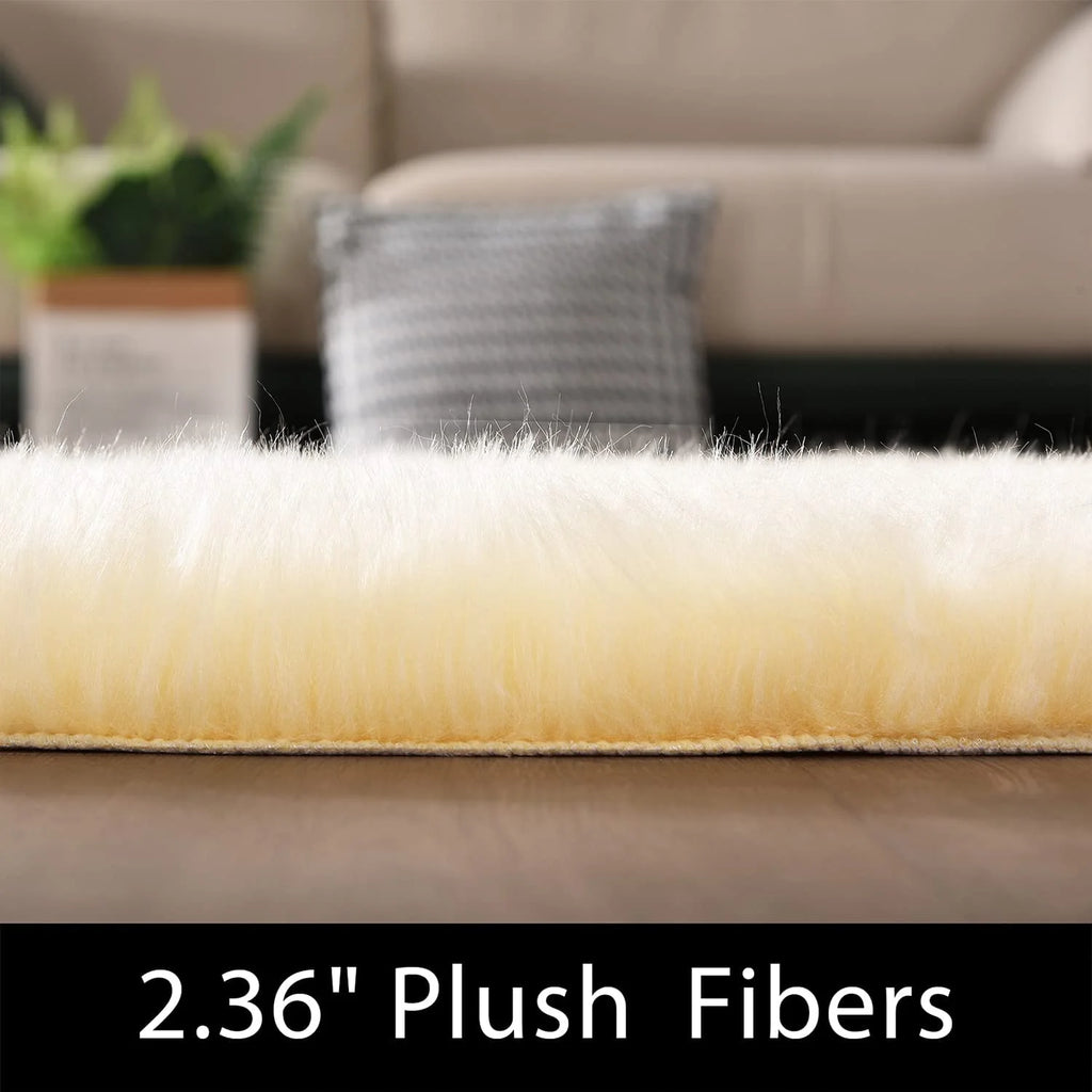 Boho Area Rugs 5X7 Plush Yellow Rug Fluffy Rugs Shag Rug Washable Faux Fur Rug Fuzzy Rug Shag Rug for Living Room Bedroom Soft Rug Throw Rug Room Decor Rectangle