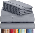 Full Cooling Sheets Microfiber Bed Sheet Set, Comfortable Soft, Wrinkle Free Breathable, Deep Pocket 18", Silver, 6 Piece