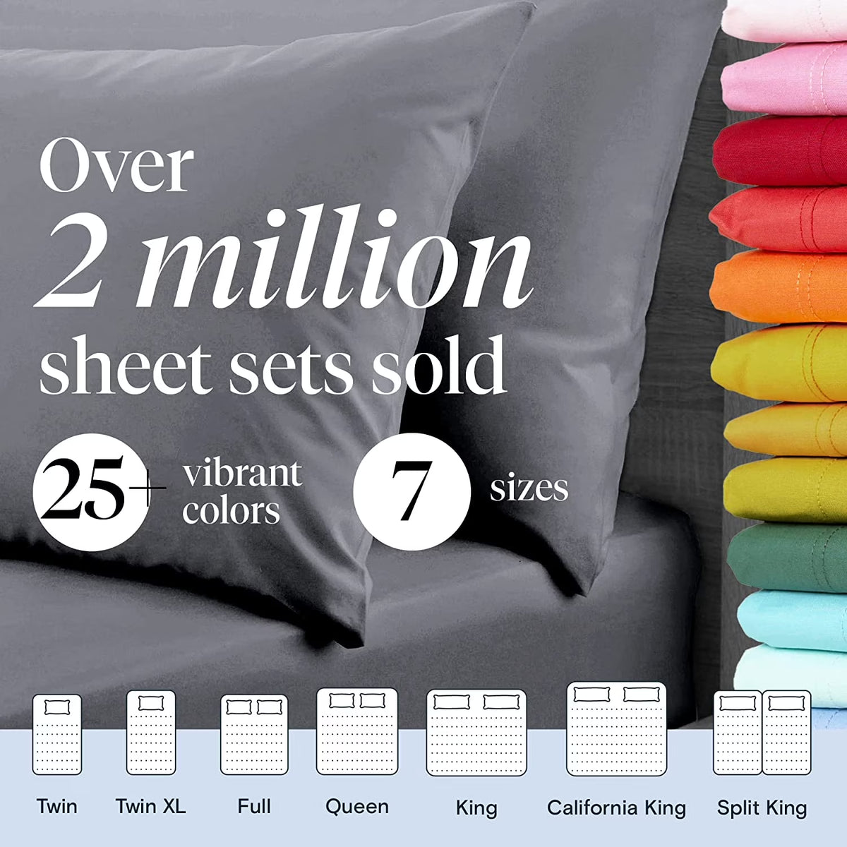 Full Cooling Sheets Microfiber Bed Sheet Set, Comfortable Soft, Wrinkle Free Breathable, Deep Pocket 18", Silver, 6 Piece