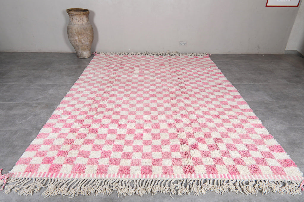 Authentic Beni Ourain Rug 8.2 X 11.2 Feet Checkered Rug Pink - Morocco Rug - Handmade Berber Rug - Moroccan Rug - Checkers Rug - Wool Rug