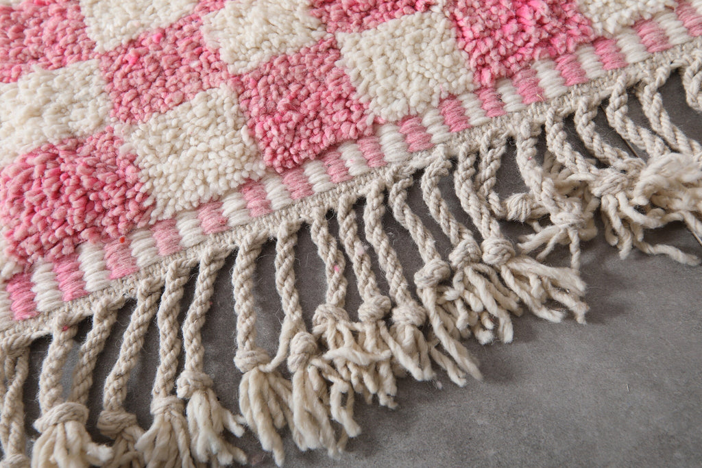 Authentic Beni Ourain Rug 8.2 X 11.2 Feet Checkered Rug Pink - Morocco Rug - Handmade Berber Rug - Moroccan Rug - Checkers Rug - Wool Rug