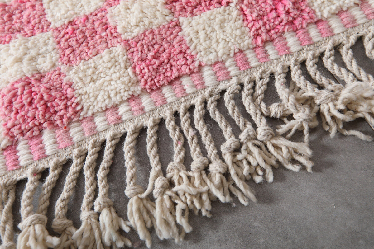 Authentic Beni Ourain Rug 8.2 X 11.2 Feet Checkered Rug Pink - Morocco Rug - Handmade Berber Rug - Moroccan Rug - Checkers Rug - Wool Rug
