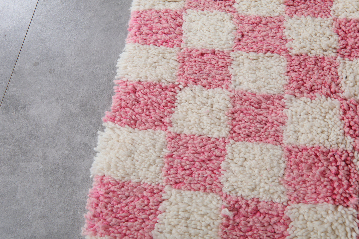 Authentic Beni Ourain Rug 8.2 X 11.2 Feet Checkered Rug Pink - Morocco Rug - Handmade Berber Rug - Moroccan Rug - Checkers Rug - Wool Rug