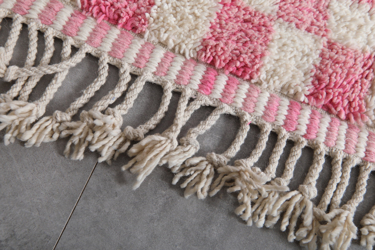 Authentic Beni Ourain Rug 8.2 X 11.2 Feet Checkered Rug Pink - Morocco Rug - Handmade Berber Rug - Moroccan Rug - Checkers Rug - Wool Rug