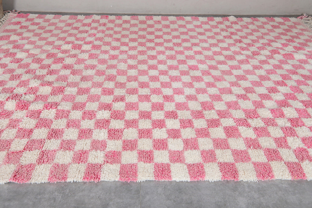 Authentic Beni Ourain Rug 8.2 X 11.2 Feet Checkered Rug Pink - Morocco Rug - Handmade Berber Rug - Moroccan Rug - Checkers Rug - Wool Rug